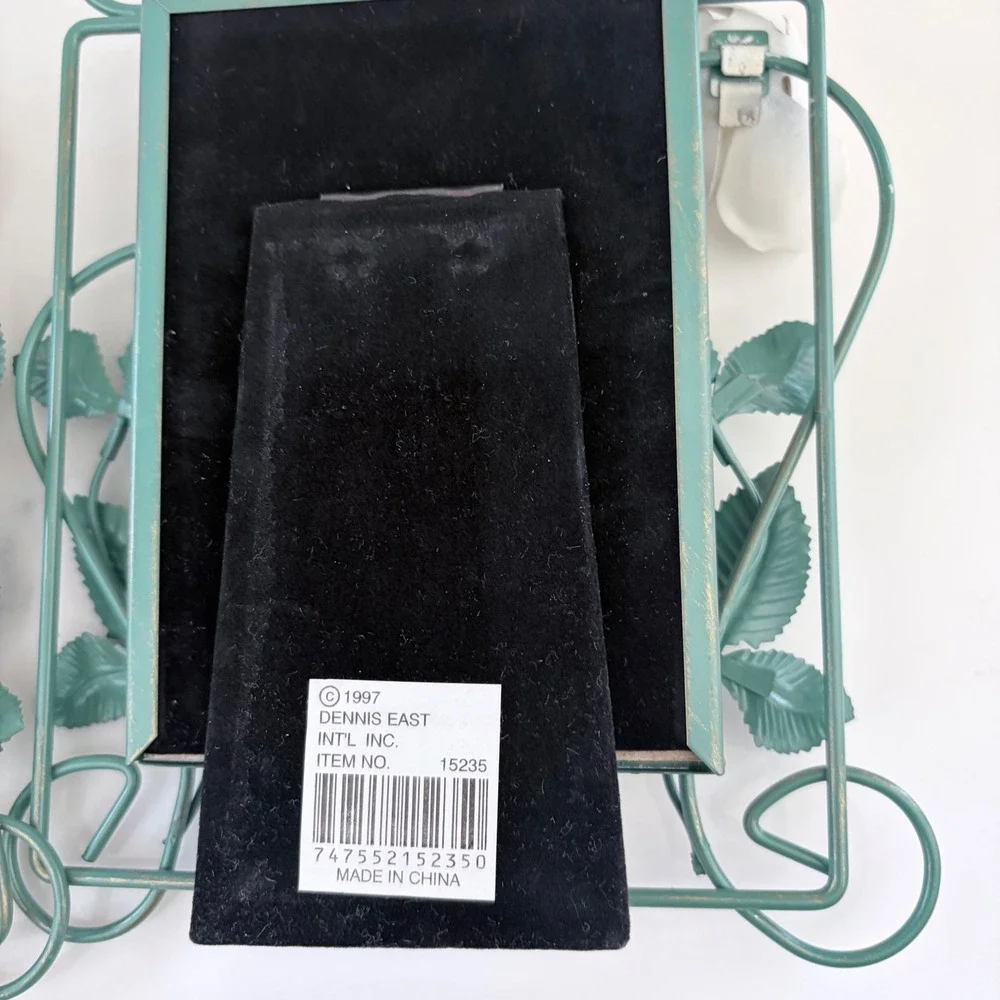 Vintage 1997 Dennis East Metal Rose Picture Frames Set of 3 Teal Cottagecore 3x5